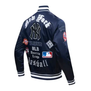 Alternative view of New York Yankees Pro Standard Old English Full-Snap Satin Navy Varsity Jacket