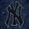 New York Yankees Pro Standard Old English Full-Snap Satin Navy Varsity Jacket - Image 4