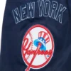 New York Yankees Pro Standard Old English Full-Snap Satin Navy Varsity Jacket - Image 5