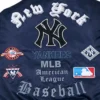 New York Yankees Pro Standard Old English Full-Snap Satin Navy Varsity Jacket - Image 7