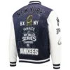 Alternative view of New York Yankees Pro Standard Remix Full-Zip Navy Wool & Leather Varsity Jacket