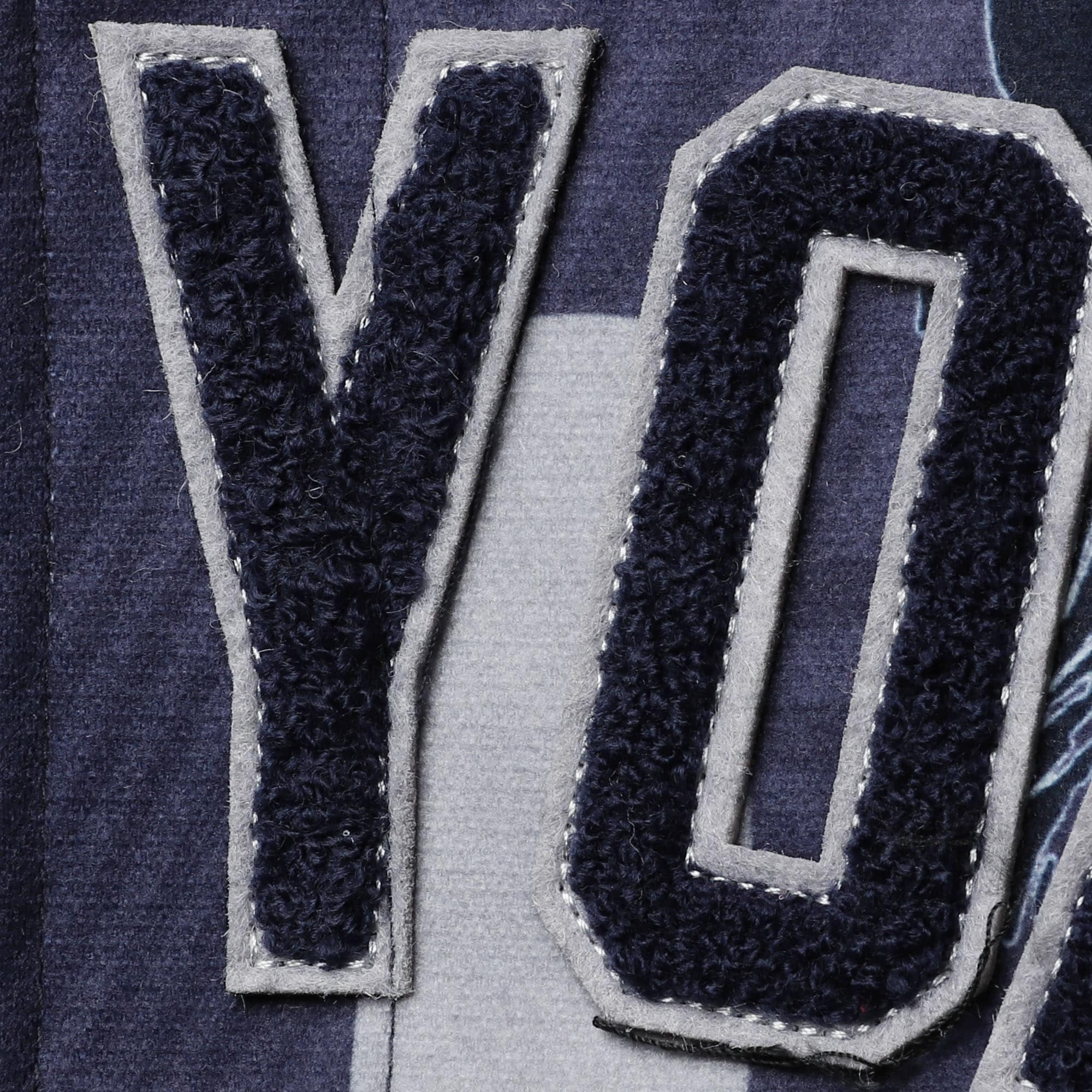 New York Yankees Pro Standard Remix Full-Zip Navy Wool & Leather Varsity Jacket - Image 3