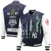 New York Yankees Pro Standard Remix Full-Zip Navy Wool & Leather Varsity Jacket - Image 4