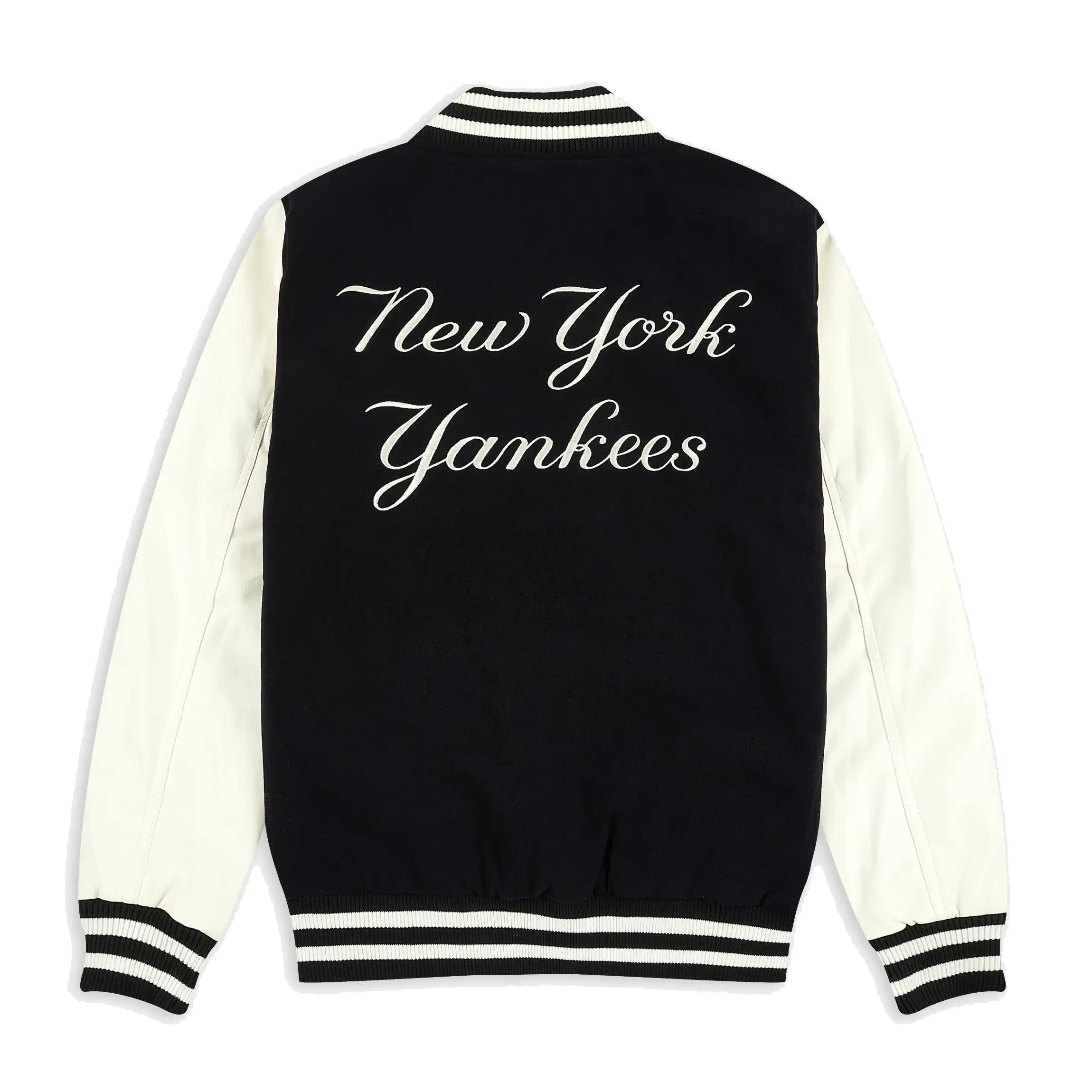New York Yankees Wordmark Black & White Varsity Jacket - Image 2