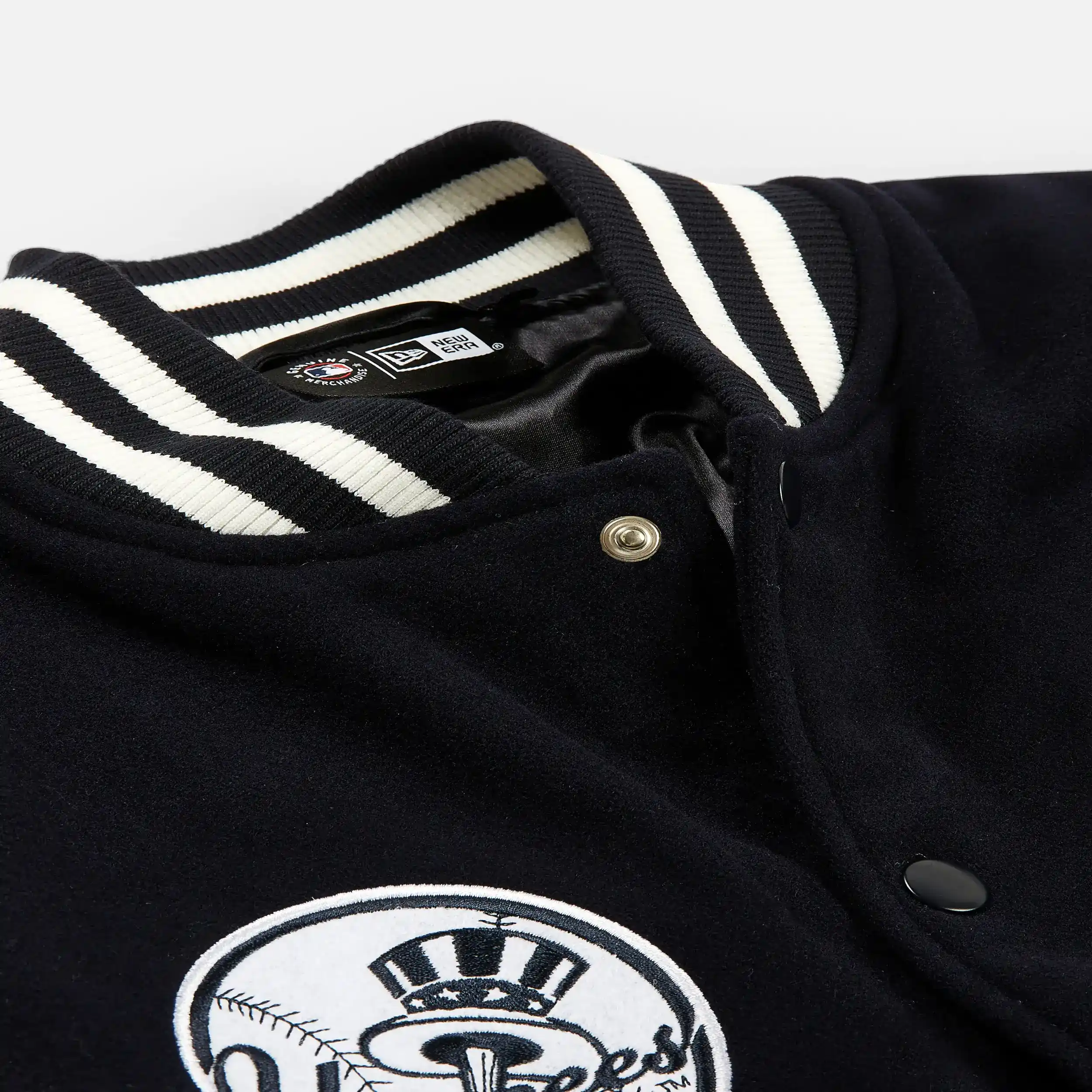 New York Yankees Wordmark Black & White Varsity Jacket - Image 4