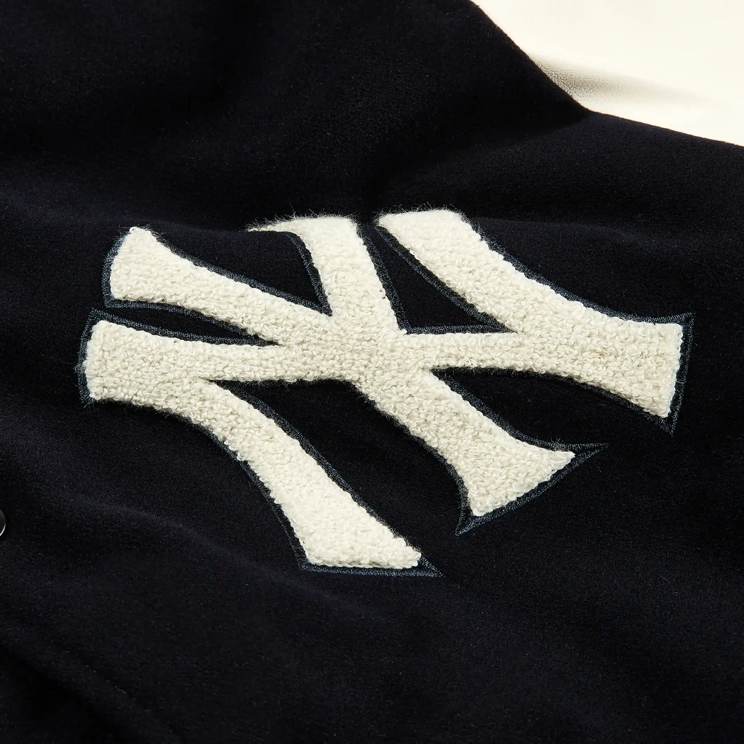New York Yankees Wordmark Black & White Varsity Jacket - Image 6