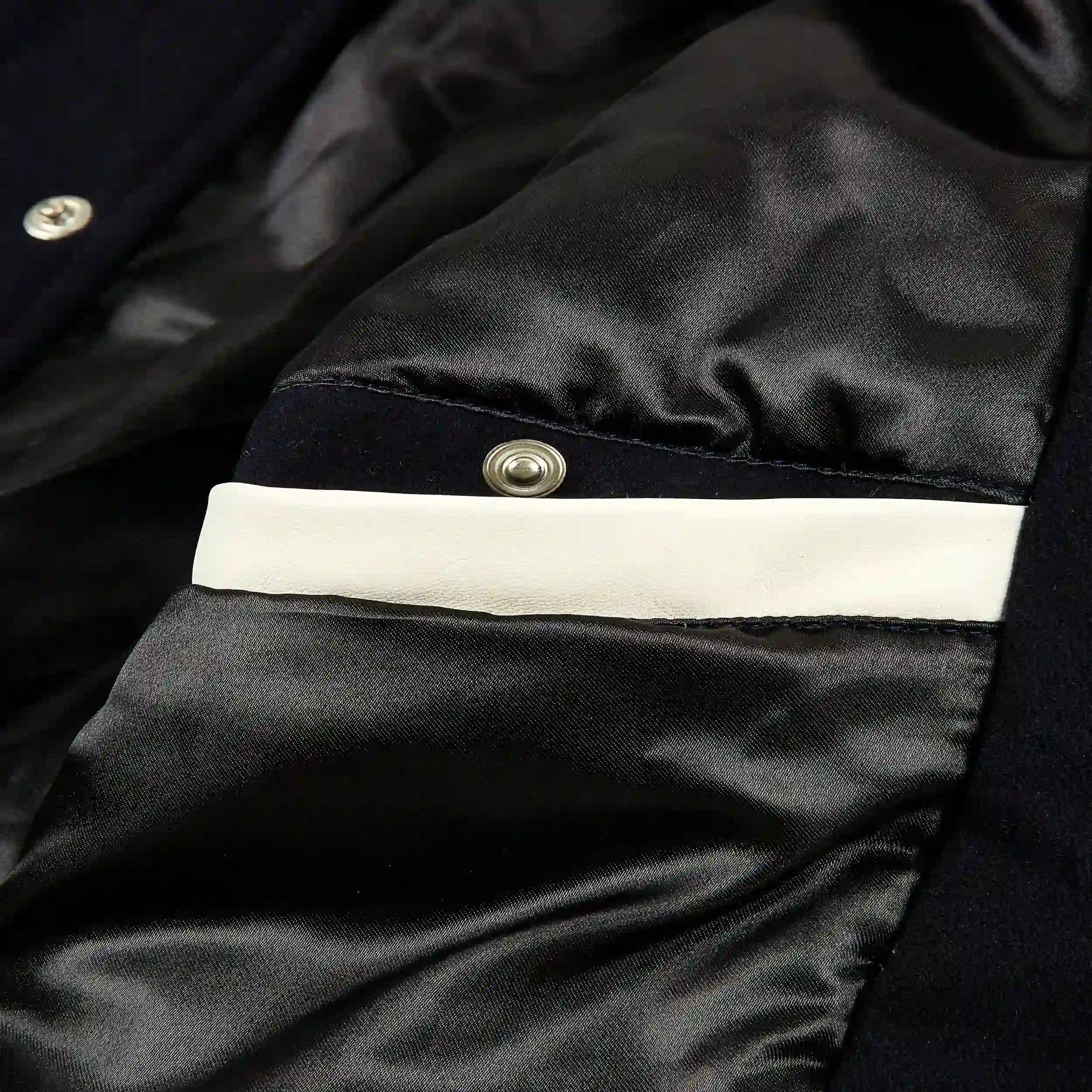 New York Yankees Wordmark Black & White Varsity Jacket - Image 5