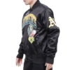 Oakland Athletics Roses Full-Snap Satin Varsity Black Jacket - Image 3