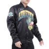 Oakland Athletics Roses Full-Snap Satin Varsity Black Jacket - Image 4