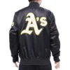 Oakland Athletics Roses Full-Snap Satin Varsity Black Jacket - Image 2