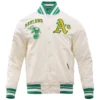 Oakland Athletics Classic Pro Standard Full-Snap Satin Varsity Cream Jacket