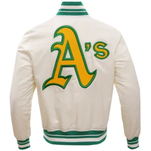 Alternative view of Oakland Athletics Classic Pro Standard Full-Snap Satin Varsity Cream Jacket