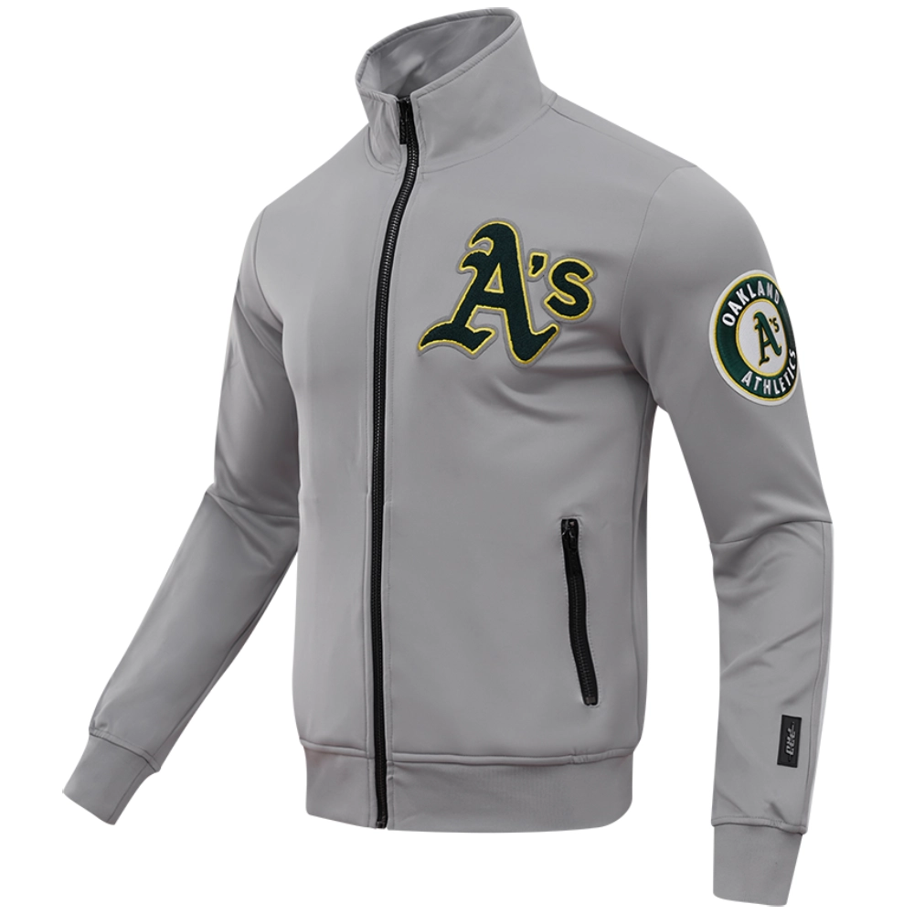 Oakland Athletics Neutral Pro Standard Full-Zip Polyester Gray Varsity Jacket - Image 3