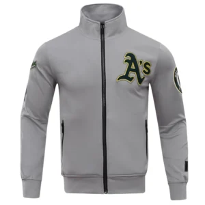 Oakland Athletics Neutral Pro Standard Full-Zip Polyester Gray Varsity Jacket