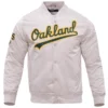 Oakland Athletics Wordmark Pro Standard Word Mark Full-Snap Satin Varsity Jacket