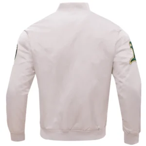 Alternative view of Oakland Athletics Wordmark Pro Standard Word Mark Full-Snap Satin Varsity Jacket