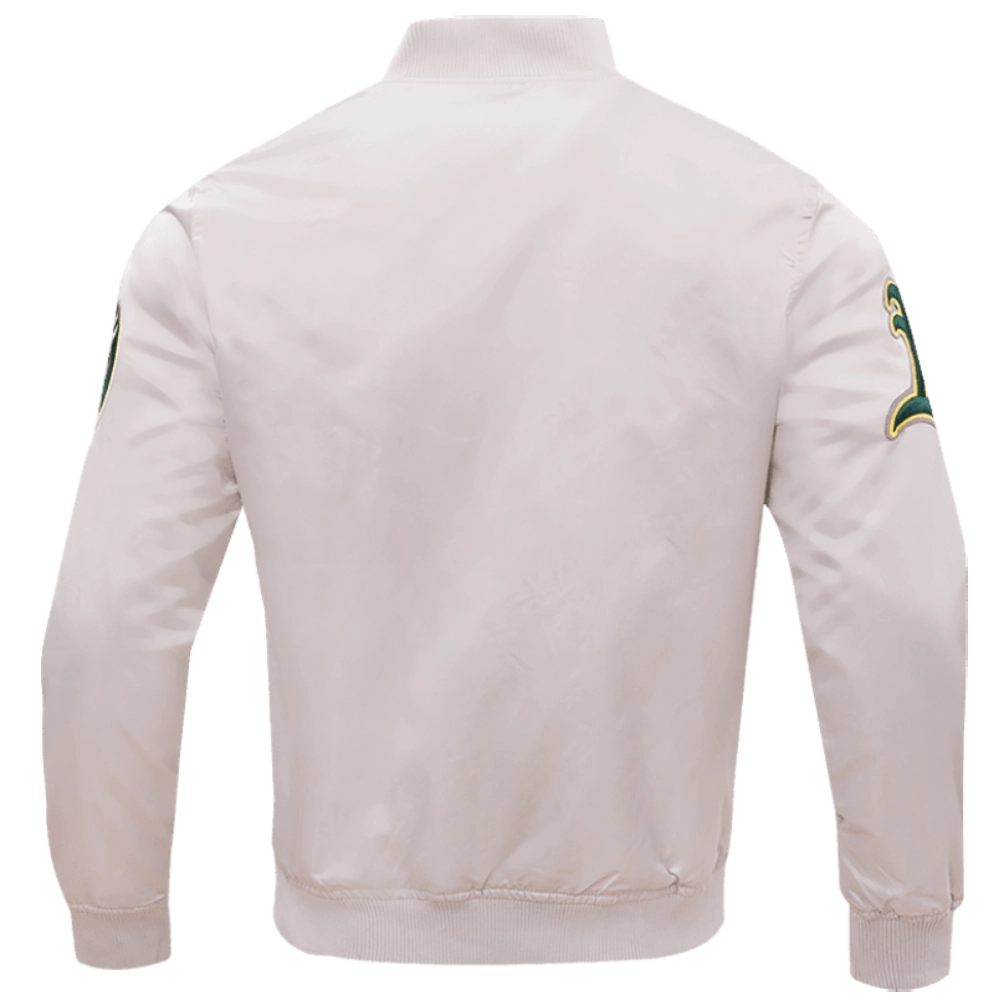 Oakland Athletics Wordmark Pro Standard Word Mark Full-Snap Satin Varsity Jacket - Image 2