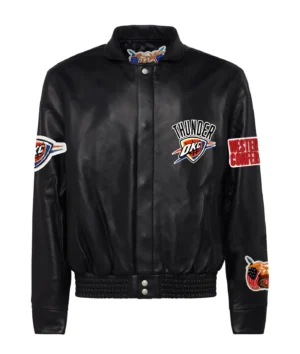 Oklahoma City Jeff Hamilton Thunder Black Full Leather Jacket