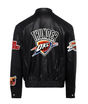 Alternative view of Oklahoma City Jeff Hamilton Thunder Black Full Leather Jacket