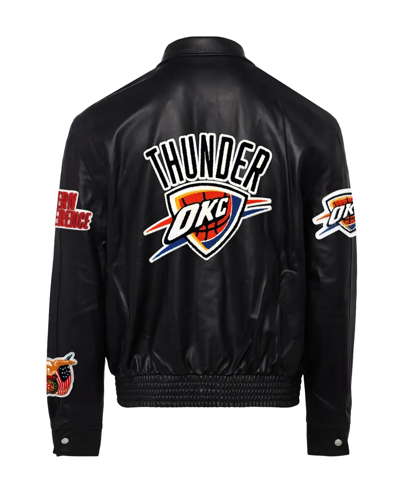 Oklahoma City Jeff Hamilton Thunder Black Full Leather Jacket - Image 2