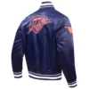 Oklahoma City Thunder Pro Standard 2023/24 City Edition Full-Snap Navy Satin Varsity Jacket - Image 2