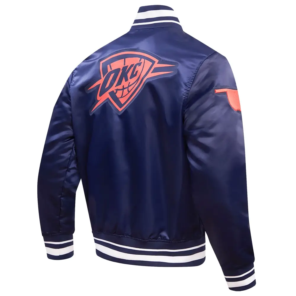Oklahoma City Thunder Pro Standard 2023/24 City Edition Full-Snap Navy Satin Varsity Jacket - Image 2