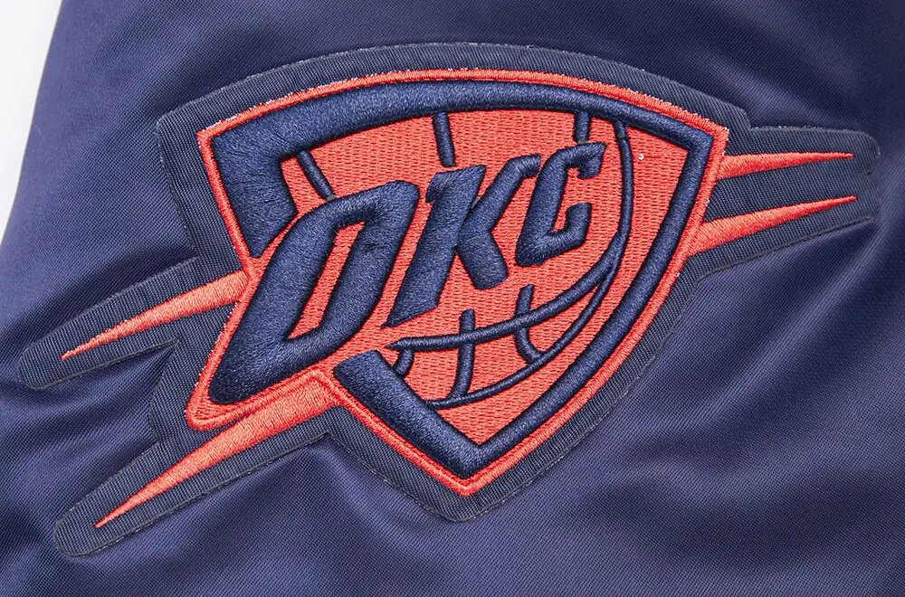 Oklahoma City Thunder Pro Standard 2023/24 City Edition Full-Snap Navy Satin Varsity Jacket - Image 3