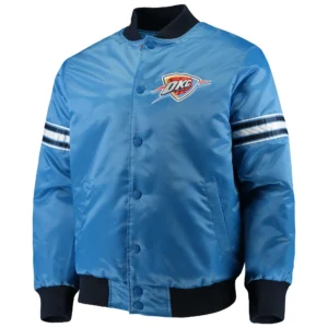 Oklahoma City Thunder The Power Forward Full-Snap Blue Satin Varsity Jacket