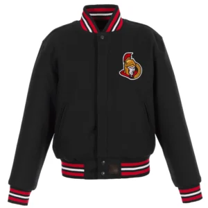 Ottawa Senators One Color Black Zipper Varsity Jacket