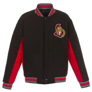 Ottawa Senators Accent Black/Red Zipper Varsity Jacket