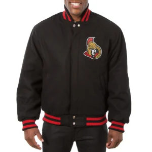 Ottawa Senators One Color Black Zipper Varsity Jacket