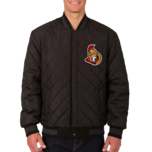 Alternative view of Ottawa Senators One Color Wool/Leather Varsity Jacket
