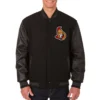 Ottawa Senators One Color Black Zipper Varsity Jacket