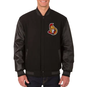 Ottawa Senators One Color Black Zipper Varsity Jacket