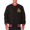 Ottawa Senators One Color Black Wool Zipper Varsity Jacket