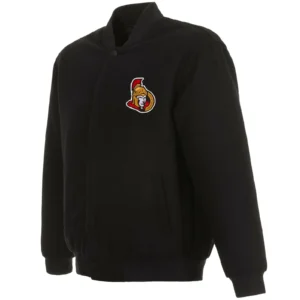 Ottawa Senators One Color Black Zipper Varsity Jacket