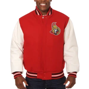 Ottawa Senators Two Tone Red/White Zipper Varsity Jacket