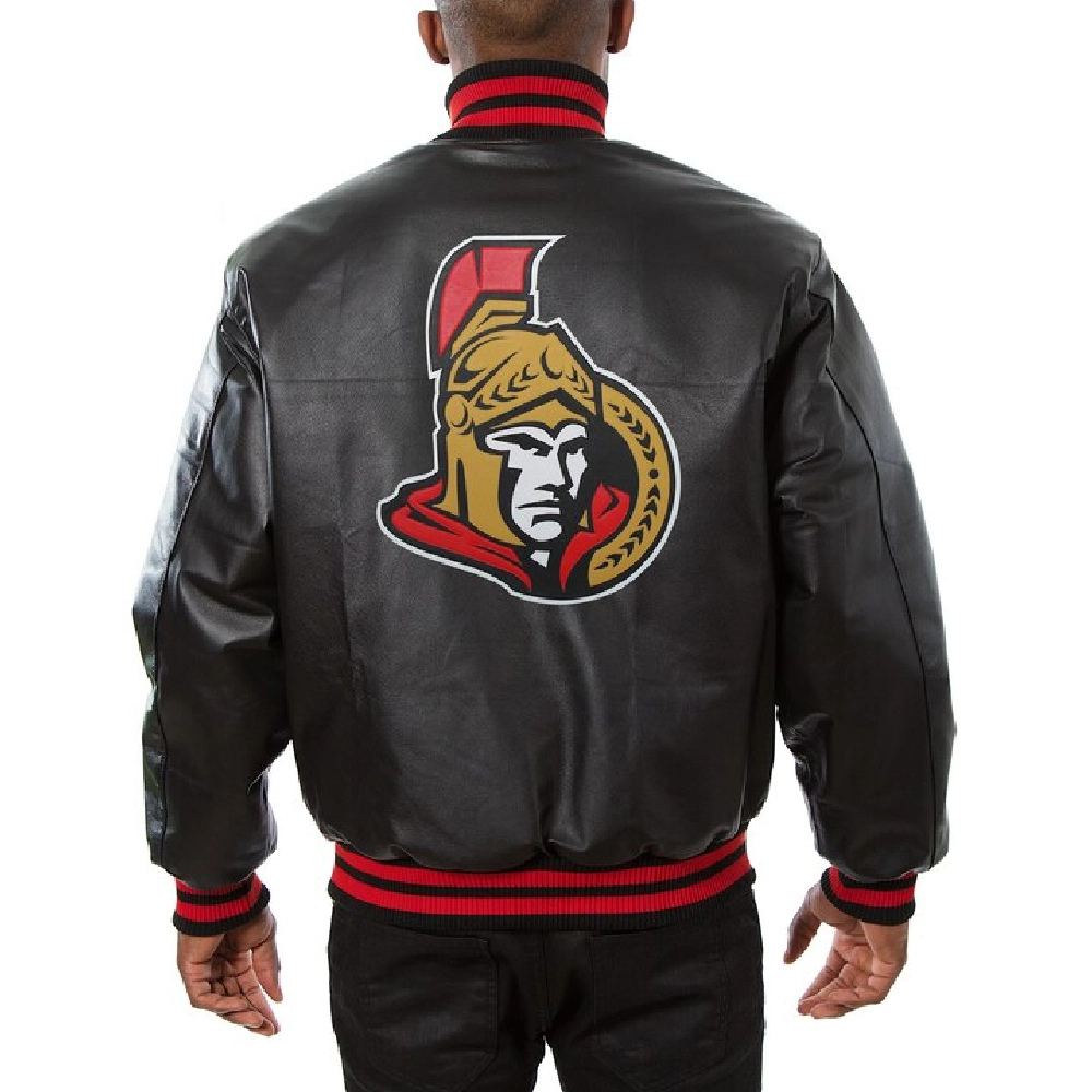 Ottawa Senators Full Leather Black Varsity Jacket - Image 2