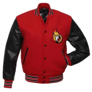 Ottawa Senators Letterman Red/Black Full-Snap Varsity Jacket