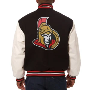 Alternative view of Ottawa Senators Two Tone Wool & Leather Varsity Jacket