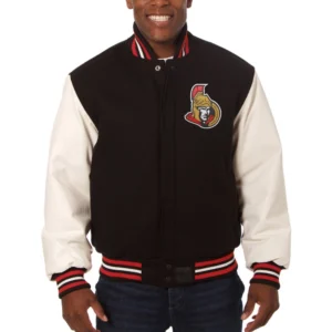 Ottawa Senators Two Tone Wool & Leather Varsity Jacket