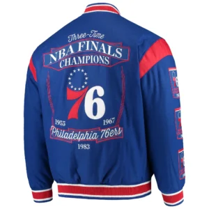 Alternative view of Philadelphia 76ers Commemorative Championship Basketball Team Players Wool Varsity Jacket