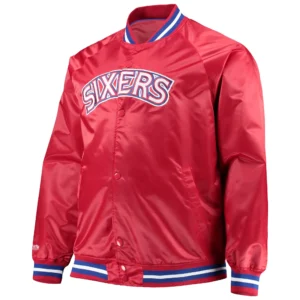 Philadelphia 76ers Big & Tall Hardwood Classics Satin Varsity Jacket
