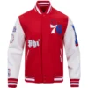 Philadelphia 76ers Old English Classic Rib Knitted Wool & Leather Varsity Jacket