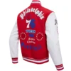 Philadelphia 76ers Old English Classic Rib Knitted Wool & Leather Varsity Jacket - Image 3