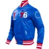 Philadelphia 76ers Classic Rib Satin Varsity Jacket - Image 3