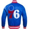 Philadelphia 76ers Classic Rib Satin Varsity Jacket - Image 2
