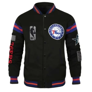 Philadelphia 76ers FISLL x Black History Collection Full-Snap Wool Varsity Jacket