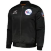 Philadelphia 76ers Hardwood Classics Retro Full-Zip Satin Varsity Jacket