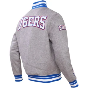Alternative view of Philadelphia 76ers Pro Standard Crest Emblem Wool Varsity Jacket
